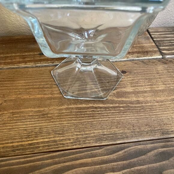 Vintage Pressed Glass Hexagon Shaped Candy Dish with Lid - Picture 14 of 15